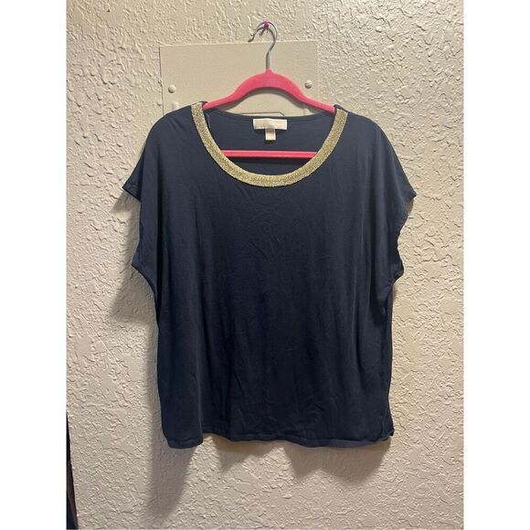 Michael Kors Blue With Gold Accent Top Woman’s Size 2X - Picture 1 of 11
